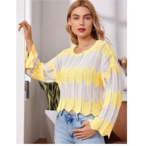 💙2/$40💙NWT Shein Cheveron Woven Knit Sweater Size Large